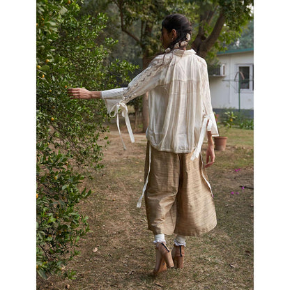 Pozruh By Aiman Beige Solid Pant