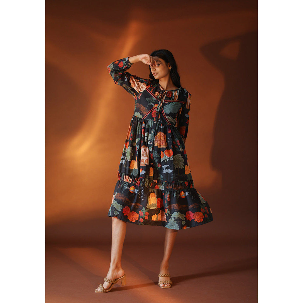 Pozruh By Aiman Juno Black Midi Dress
