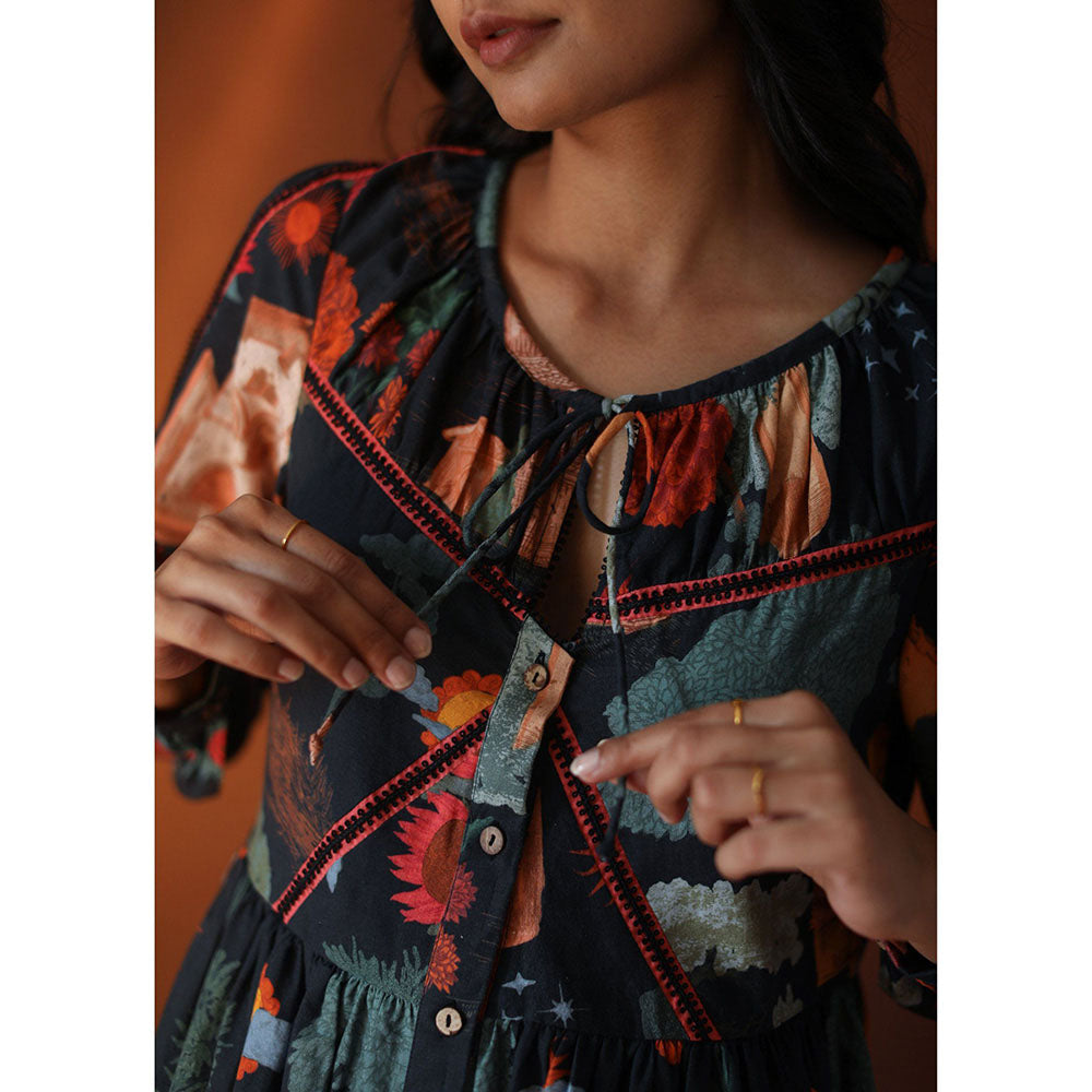 Pozruh By Aiman Juno Black Midi Dress