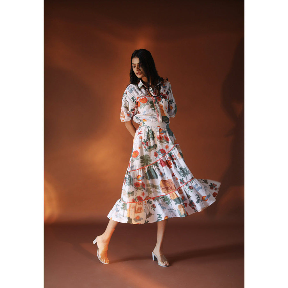 Pozruh By Aiman Cresent White Skirt