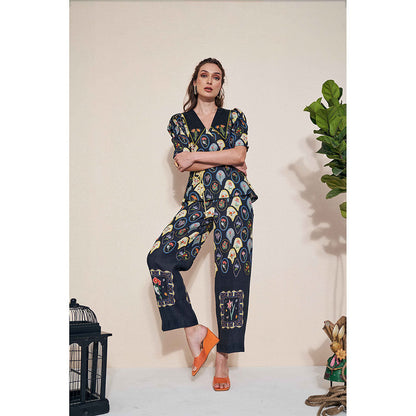 Pozruh By Aiman Raven Top & Raven Pants with Belt Co-Ord (Set of 3)