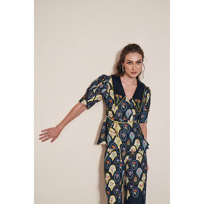 Pozruh By Aiman Raven Top & Raven Pants with Belt Co-Ord (Set of 3)