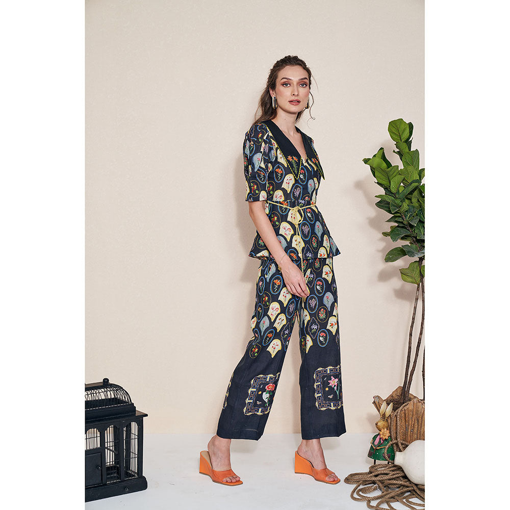 Pozruh By Aiman Raven Top & Raven Pants with Belt Co-Ord (Set of 3)