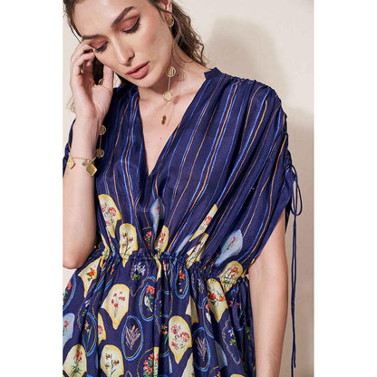 Pozruh By Aiman Mynah Navy Blue Maxi Dress