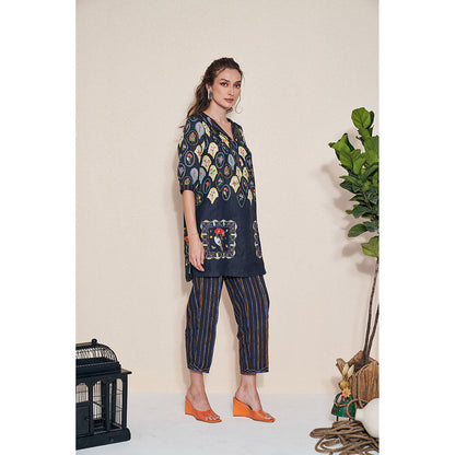 Pozruh By Aiman Magpie Black Printed Tunic