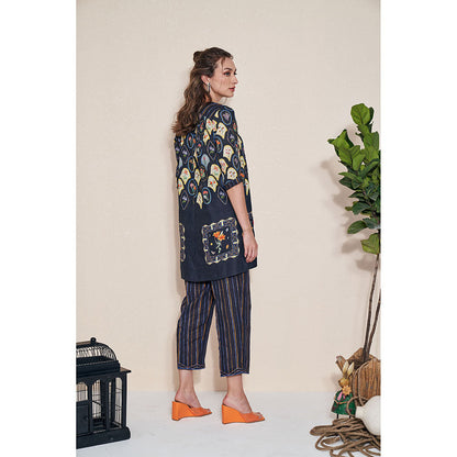 Pozruh By Aiman Magpie Black Printed Tunic