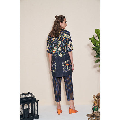 Pozruh By Aiman Magpie Black Printed Tunic