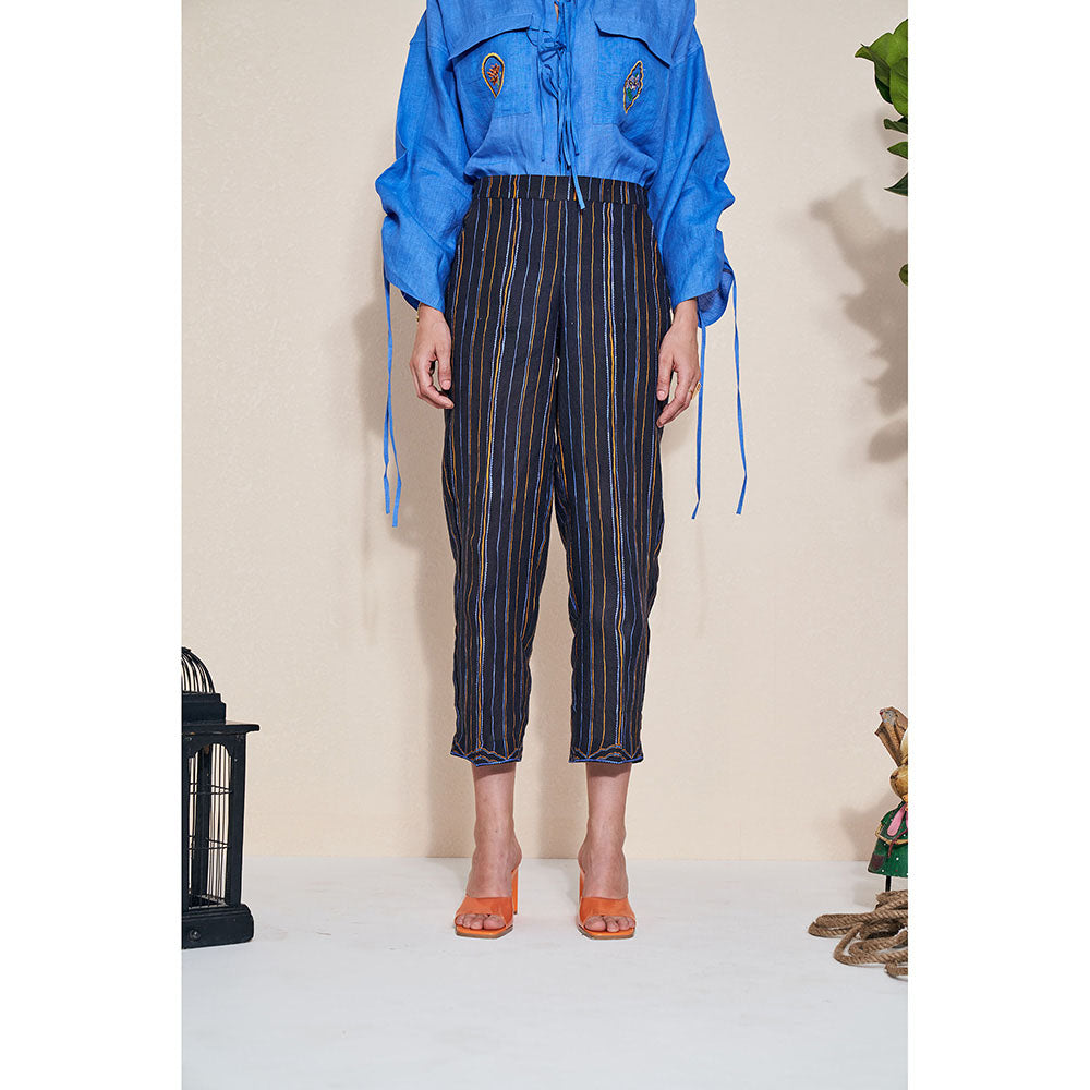 Pozruh By Aiman Magpie Black Striped Pants