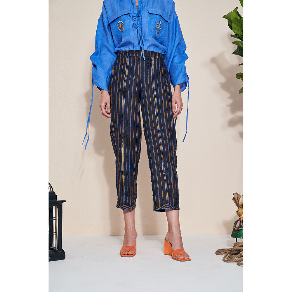 Pozruh By Aiman Magpie Black Striped Pants