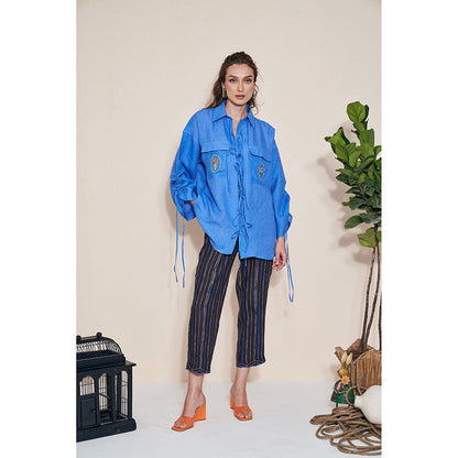 Pozruh By Aiman Billie Draw String Shirt Blue