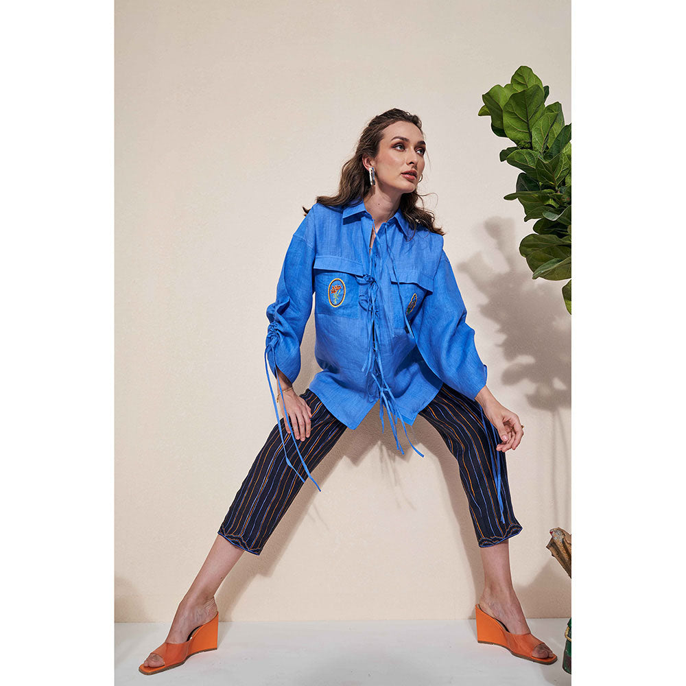 Pozruh By Aiman Billie Draw String Shirt Blue