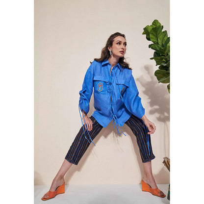 Pozruh By Aiman Billie Draw String Shirt Blue