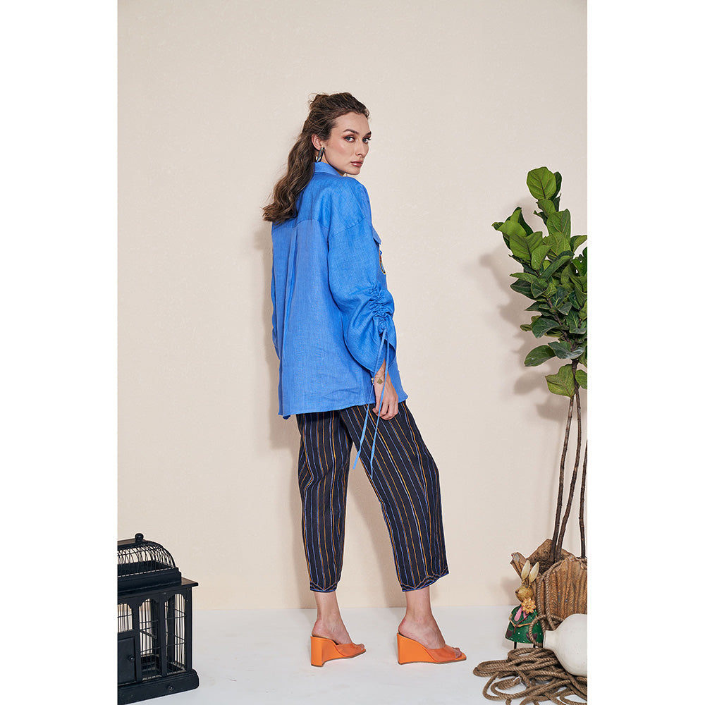 Pozruh By Aiman Billie Draw String Shirt Blue