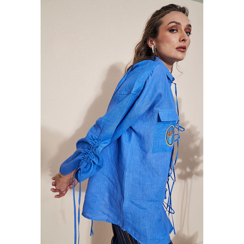 Pozruh By Aiman Billie Draw String Shirt Blue