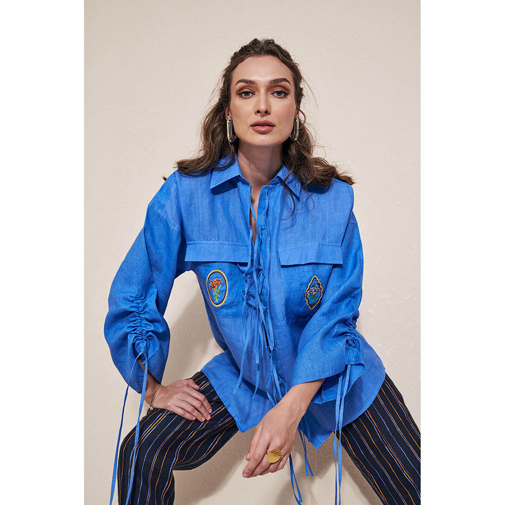 Pozruh By Aiman Billie Draw String Shirt Blue