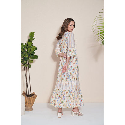 Pozruh By Aiman Adelie Zipped Printed Maxi Dress