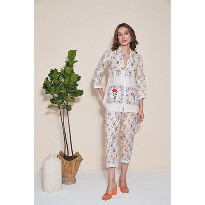 Pozruh By Aiman Nigel Off White Printed Jacket