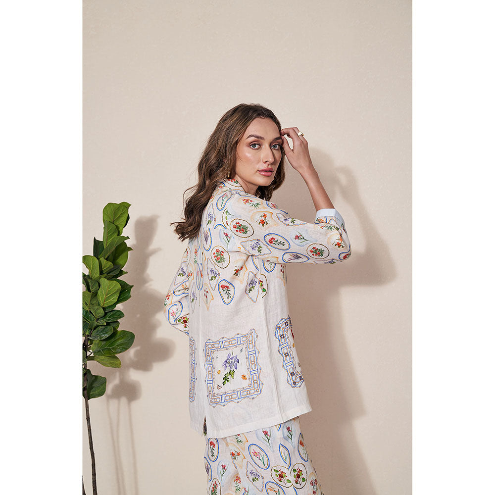 Pozruh By Aiman Nigel Off White Printed Jacket