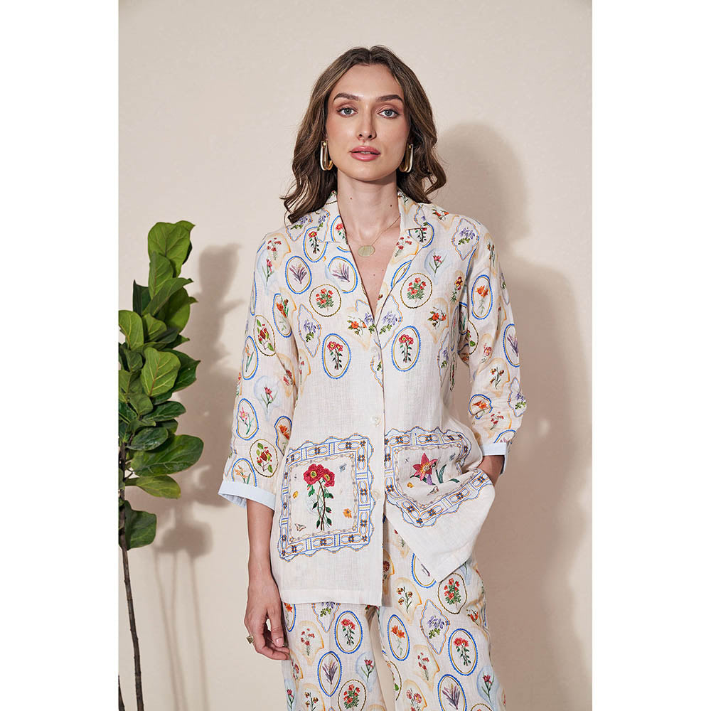 Pozruh By Aiman Nigel Off White Printed Jacket