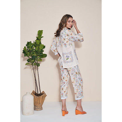 Pozruh By Aiman Nigel Off White Printed Pants