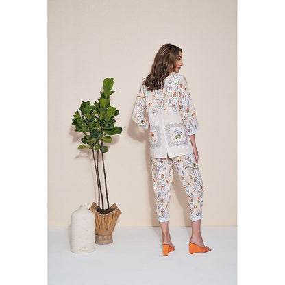 Pozruh By Aiman Nigel Off White Printed Pants