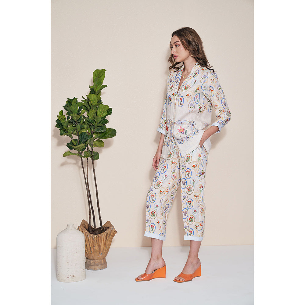 Pozruh By Aiman Nigel Off White Printed Pants
