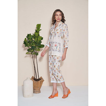 Pozruh By Aiman Nigel Off White Printed Pants