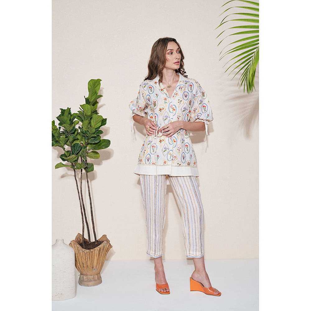 Pozruh By Aiman Magpie Ivory Striped Pants