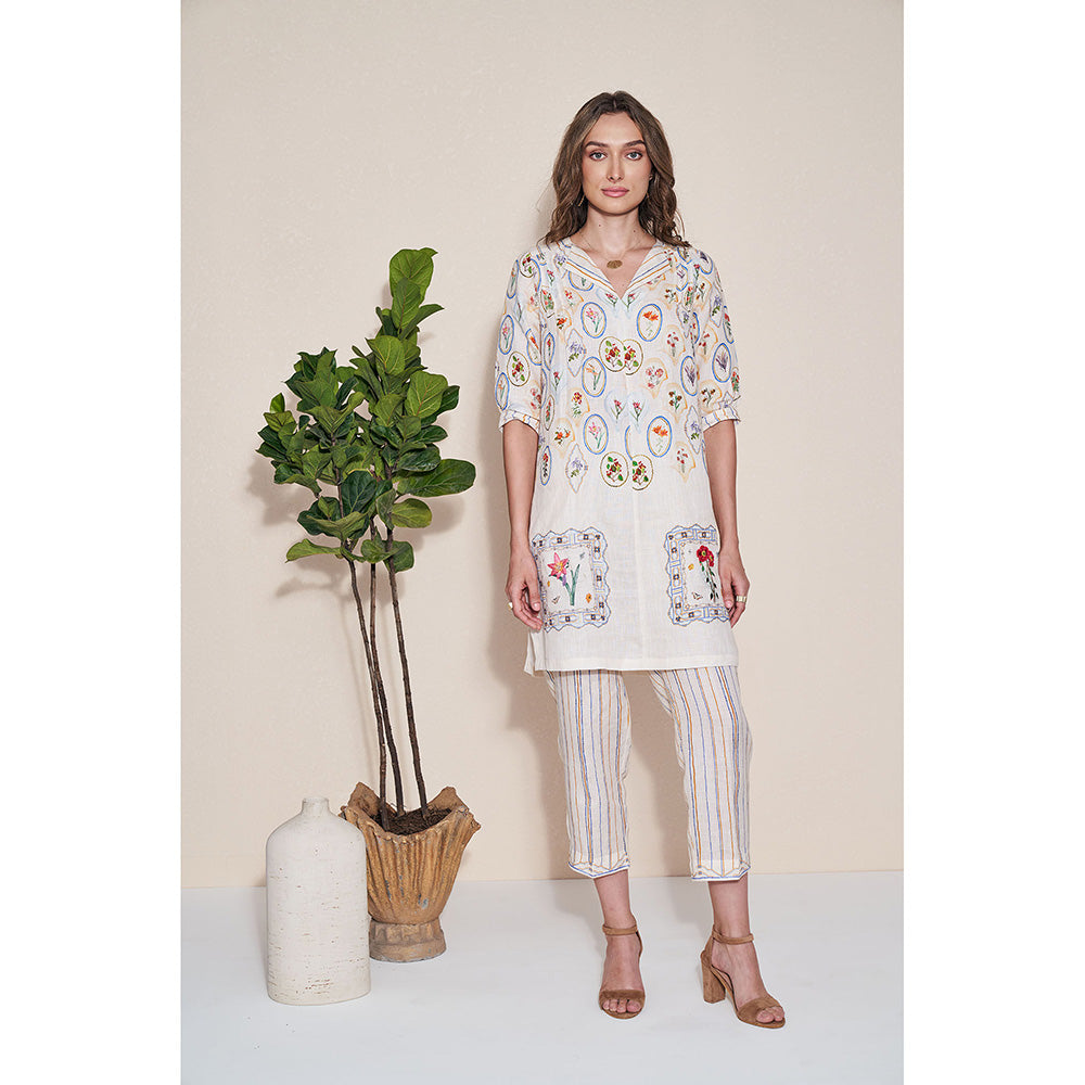 Pozruh By Aiman Magpie Ivory Striped Pants