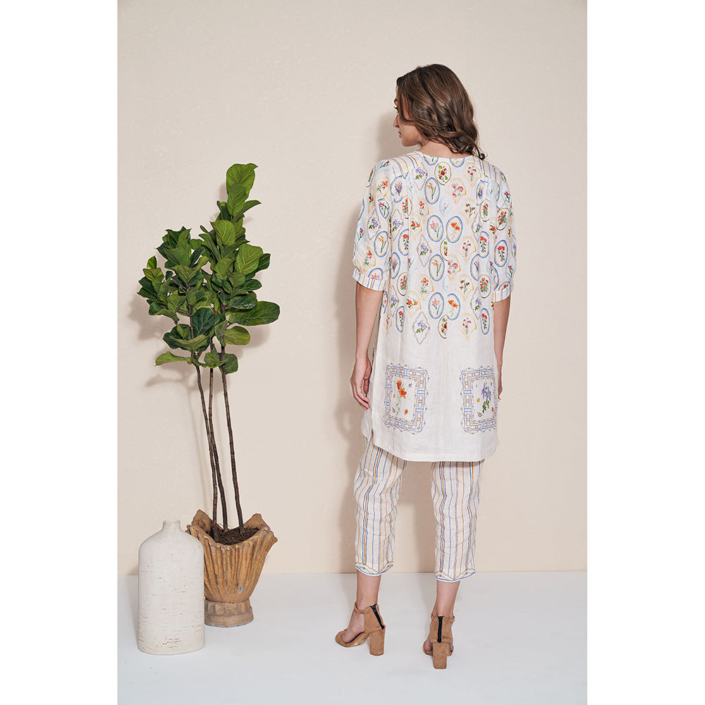 Pozruh By Aiman Magpie Ivory Striped Pants