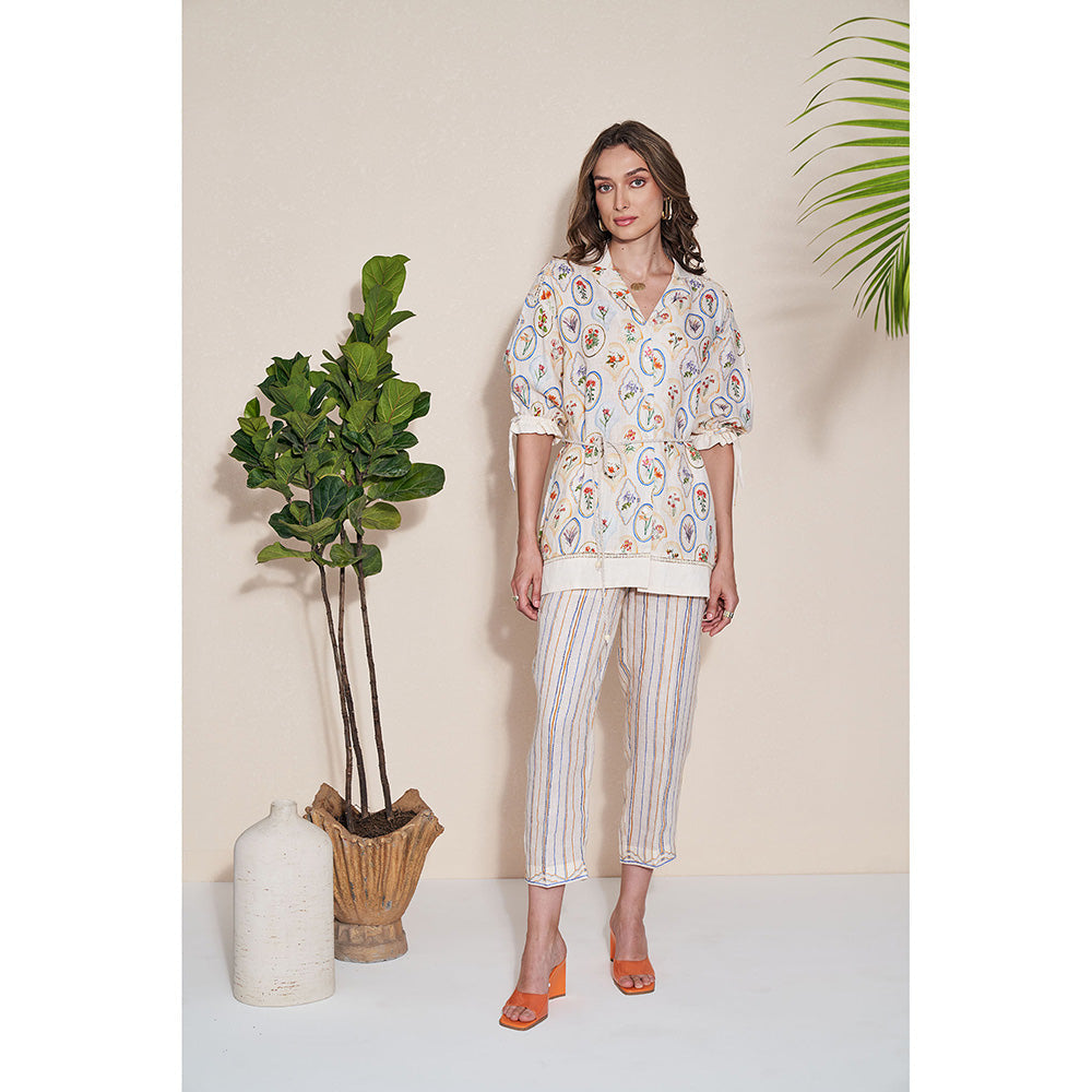 Pozruh By Aiman Roseate Top & Pants with Belt Co-Ord (Set of 3)