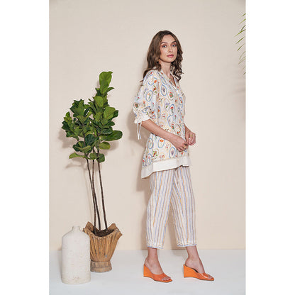 Pozruh By Aiman Roseate Top & Pants with Belt Co-Ord (Set of 3)