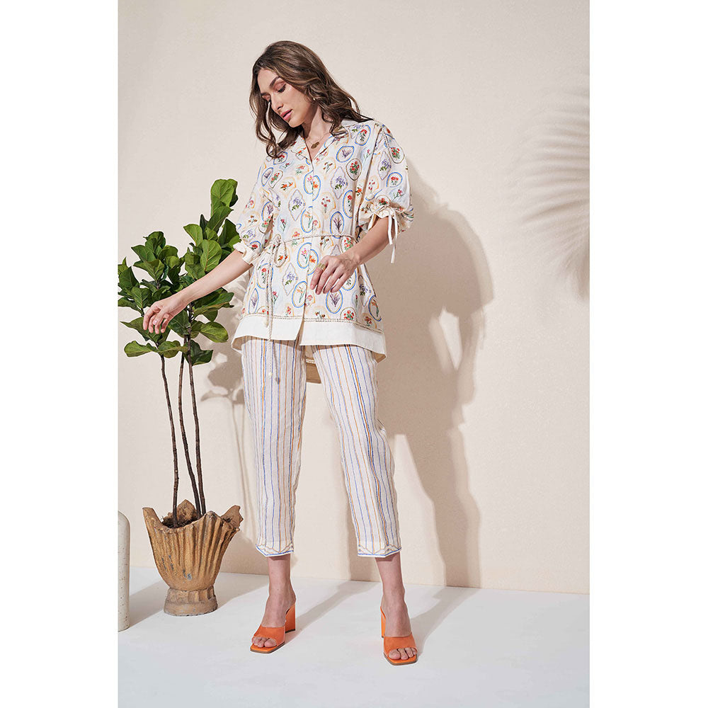 Pozruh By Aiman Roseate Top & Pants with Belt Co-Ord (Set of 3)