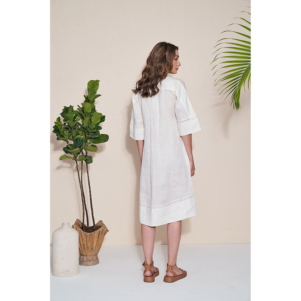 Pozruh By Aiman Pelican Embroidered Midi Dress