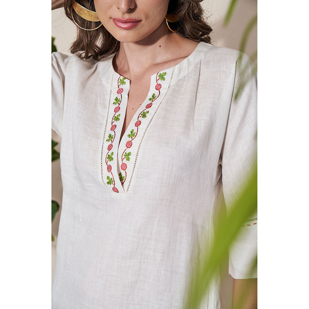 Pozruh By Aiman Pelican Embroidered Midi Dress