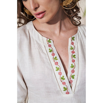 Pozruh By Aiman Pelican Embroidered Midi Dress