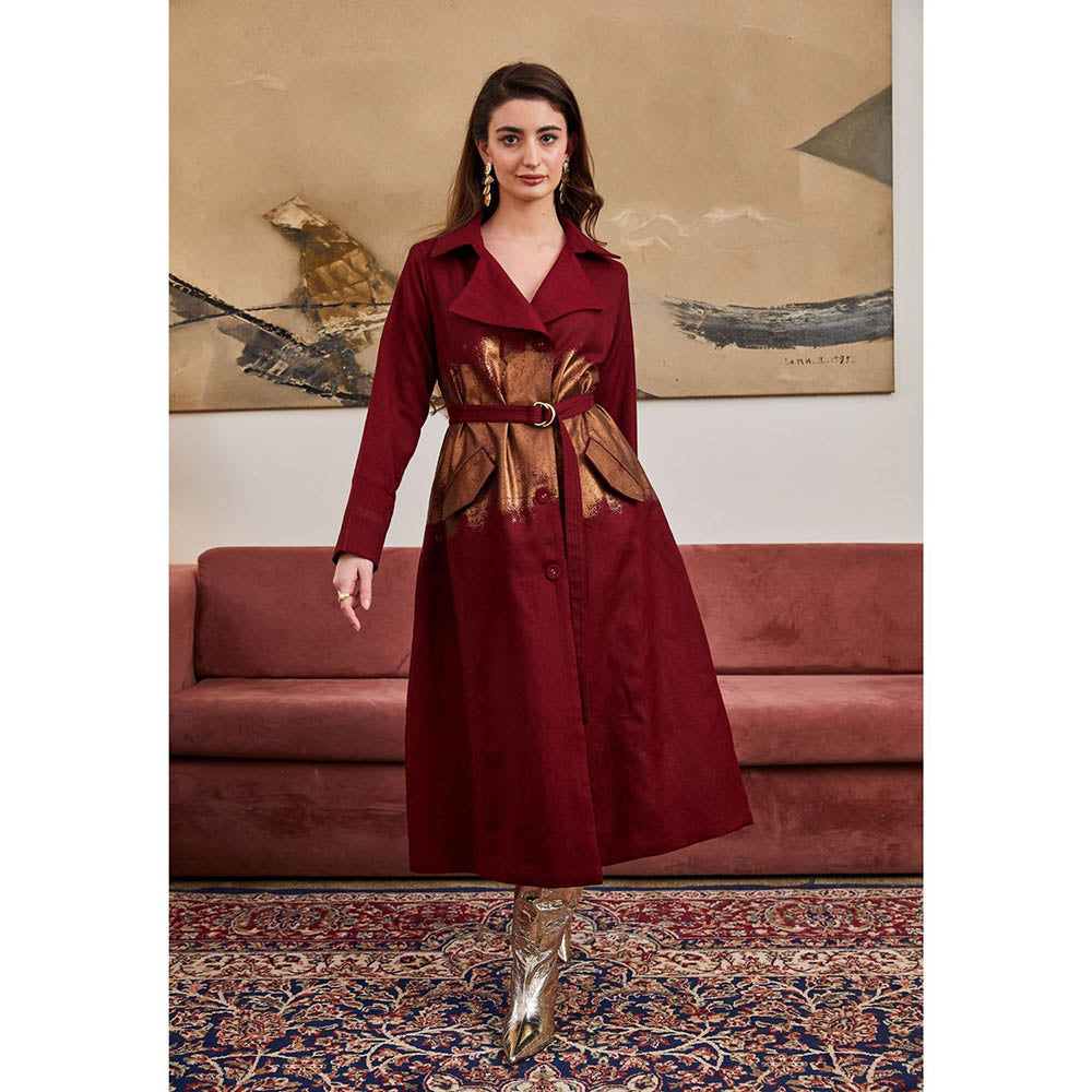 Pozruh By Aiman Blaze Maroon Trench (Set of 2)