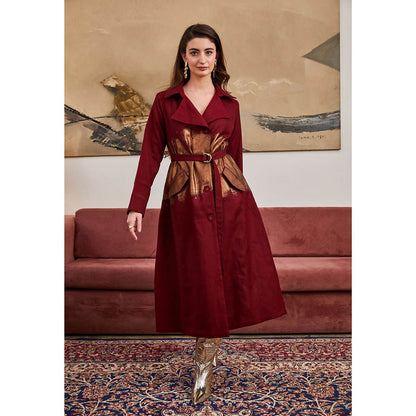 Pozruh By Aiman Blaze Maroon Trench (Set of 2)