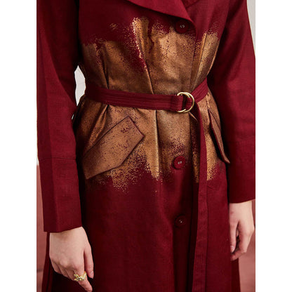 Pozruh By Aiman Blaze Maroon Trench (Set of 2)