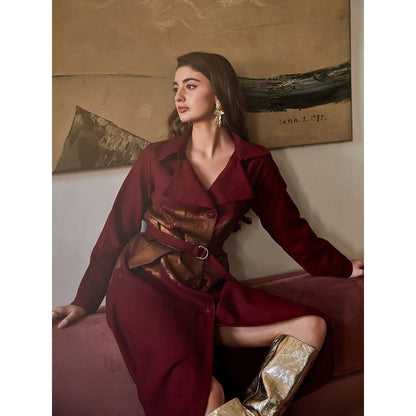 Pozruh By Aiman Blaze Maroon Trench (Set of 2)