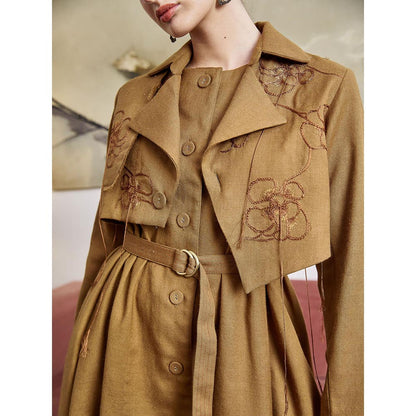 Pozruh By Aiman Phoenix Brown Jacket & Dress (Set of 3)