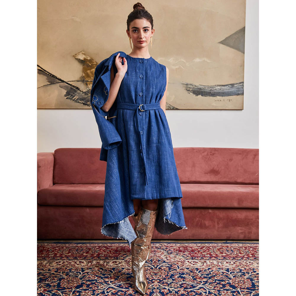 Pozruh By Aiman Phoenix Denim Asymmetric Dress