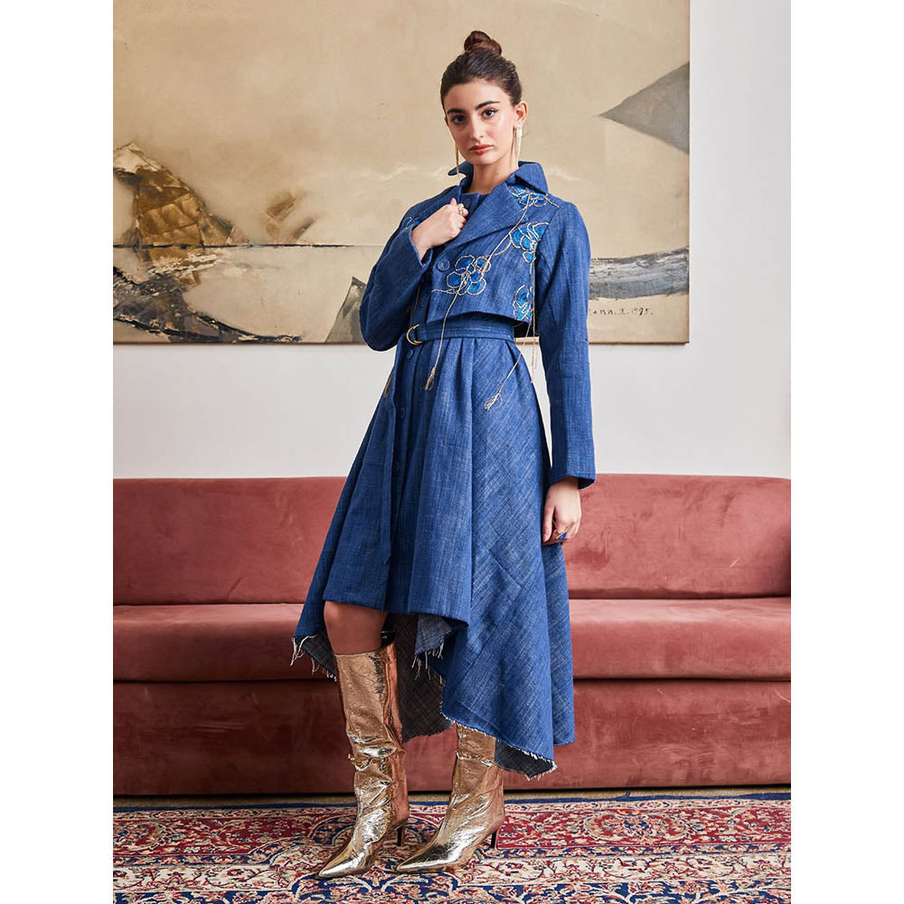Pozruh By Aiman Phoenix Denim Asymmetric Dress