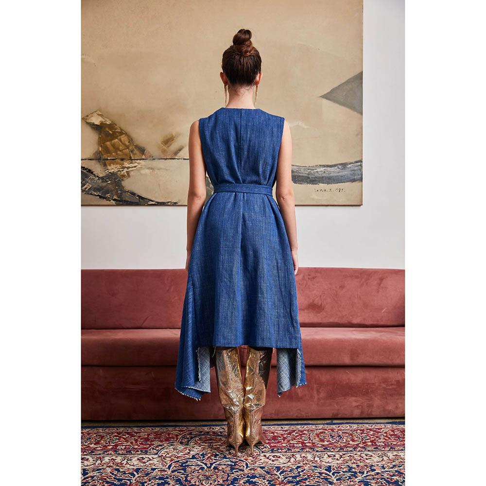 Pozruh By Aiman Phoenix Denim Asymmetric Dress