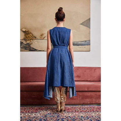 Pozruh By Aiman Phoenix Denim Asymmetric Dress