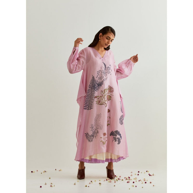 PRAMA By Pratima Pandey Printed Chanderi Purple Kurta with Inner (Set of 2)
