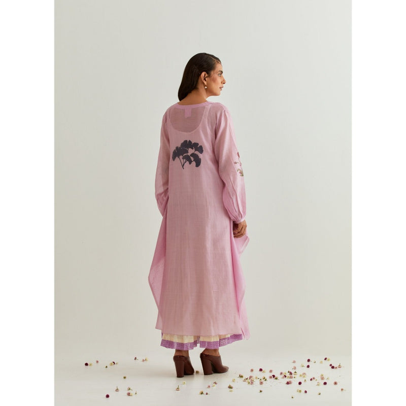 PRAMA By Pratima Pandey Printed Chanderi Purple Kurta with Inner (Set of 2)