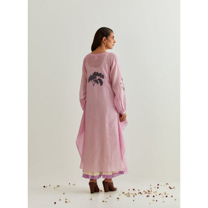 PRAMA By Pratima Pandey Printed Chanderi Purple Kurta with Inner (Set of 2)