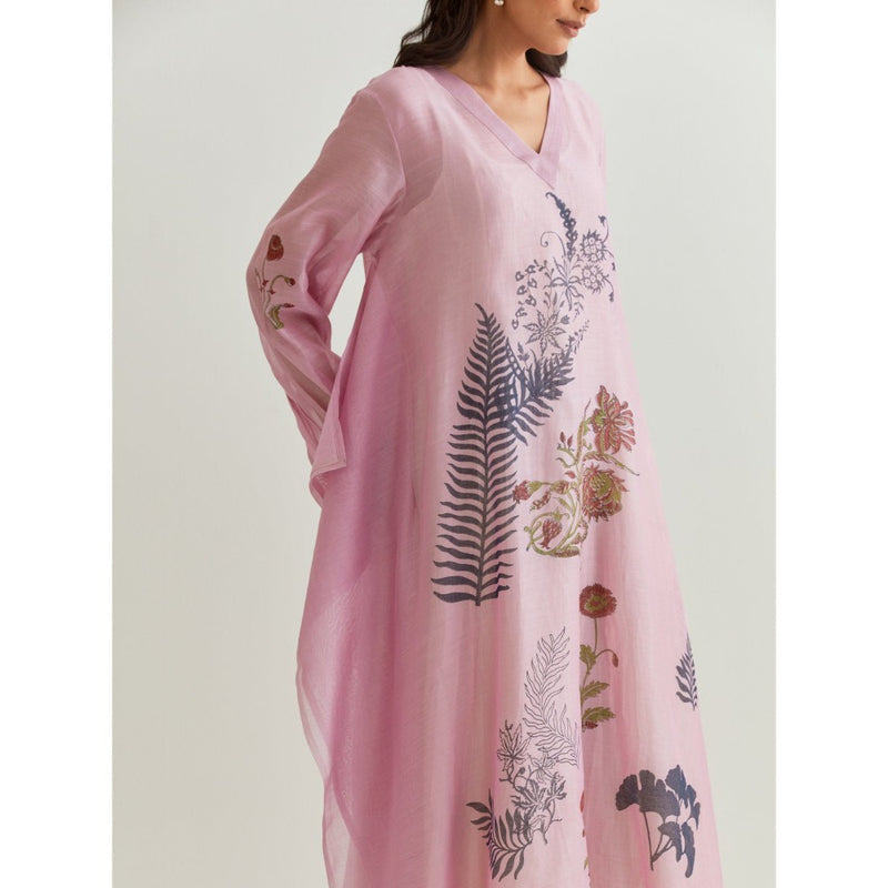 PRAMA By Pratima Pandey Printed Chanderi Purple Kurta with Inner (Set of 2)