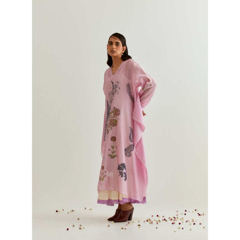 PRAMA By Pratima Pandey Printed Chanderi Purple Kurta with Inner (Set of 2)